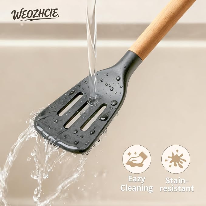 Silicone Cooking Utensil Set, Nonstick Kitchen Utensils 446°F Heat-Resistant - Image 5