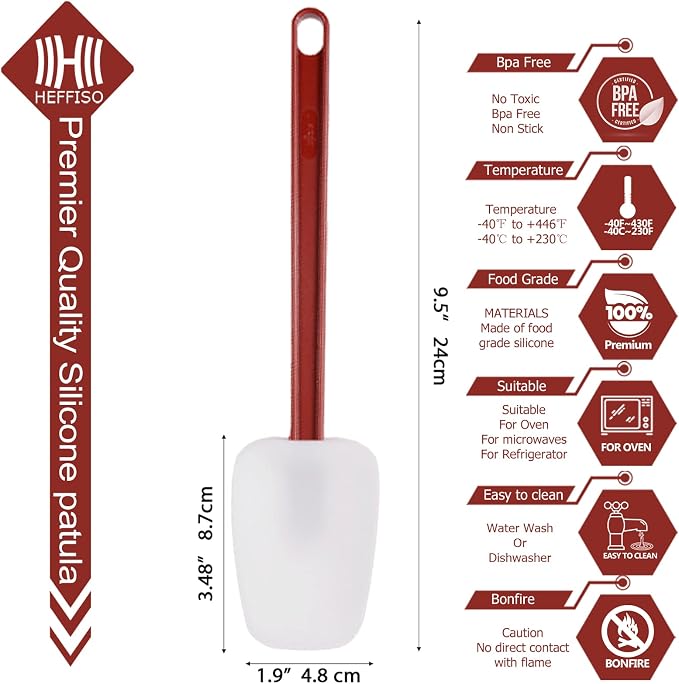 Silicone Rubber Spatula and Spoon Rubber Spatula Set of 3, High Heat Spoon - Image 6
