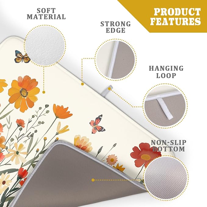 Fall Orange Wildflower Dish Drying Mat - Image 4
