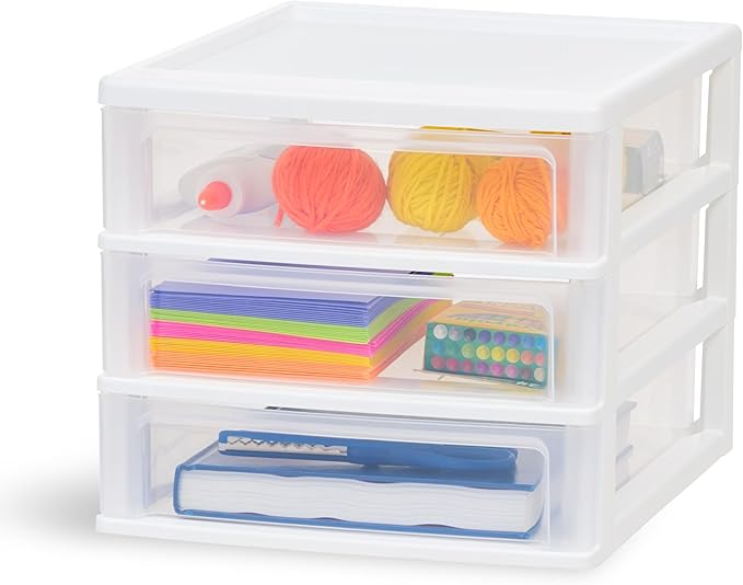 IRIS USA Medium 3-Drawer Stacking Desktop Organizer, 1 Pack, Plastic Drawer by IRISUSA