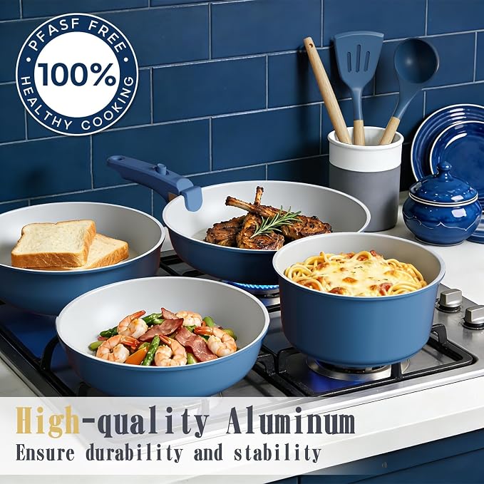 Umite Chef Pots and Pans Set Non Stick, Healthy Induction Cookware Oven Safe RV - Image 3