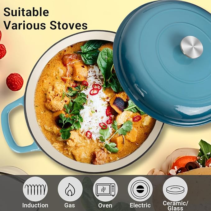 Enameled Cast Iron Dutch Oven, 3.8 Quart Dutch Oven Pot - Image 6