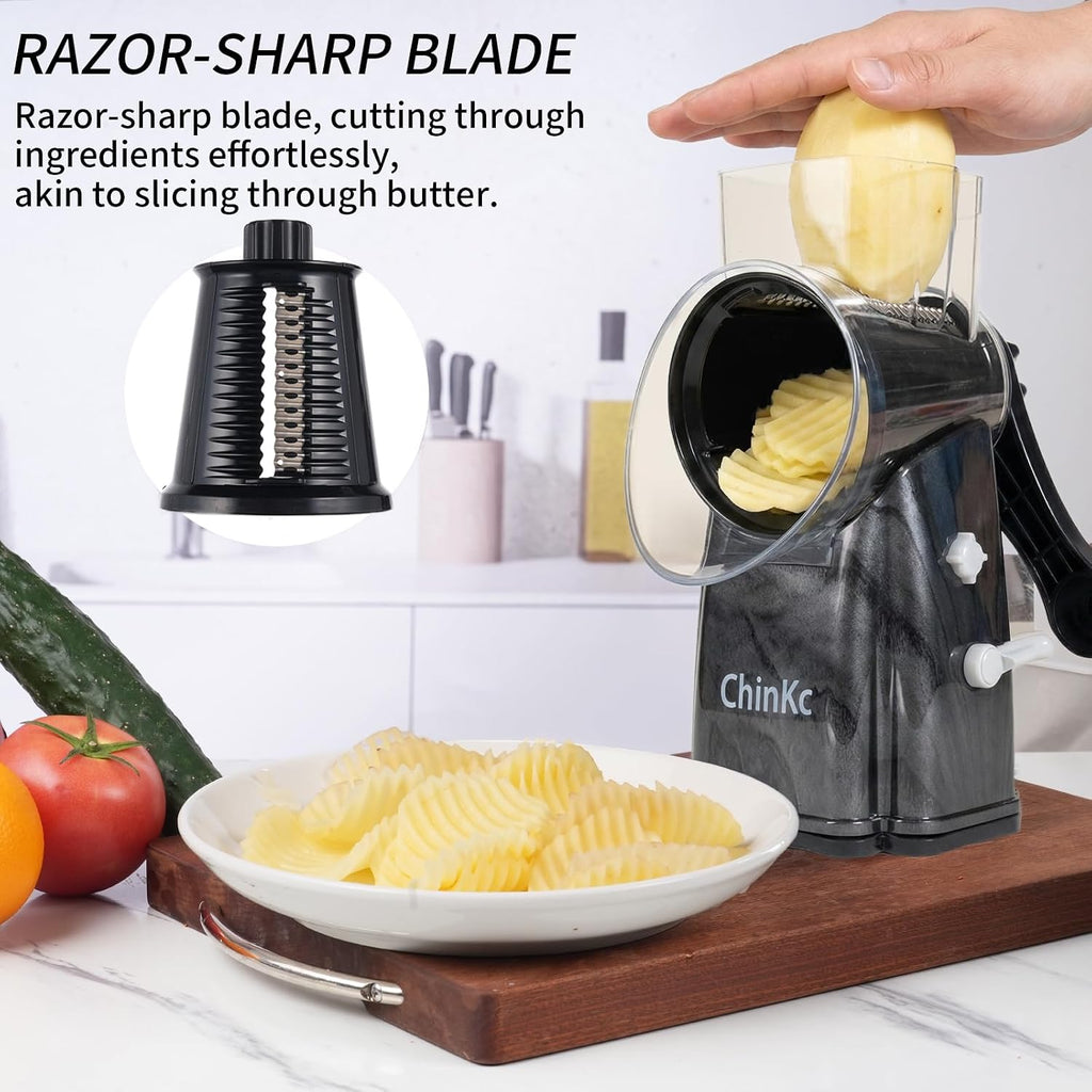 Upgrade Rotary Cheese Grater Shredder with Handle, Strong Suction