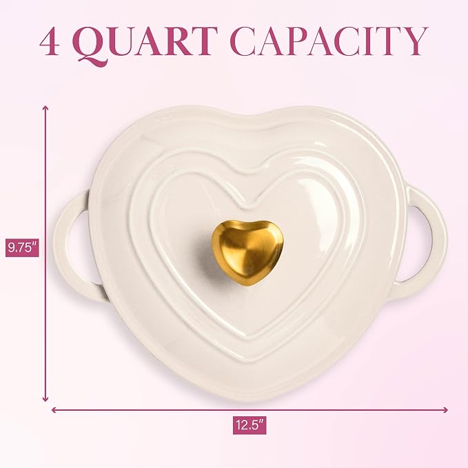 Paris Hilton Enameled Cast Iron Dutch Oven Heart-Shaped Pot - Image 2