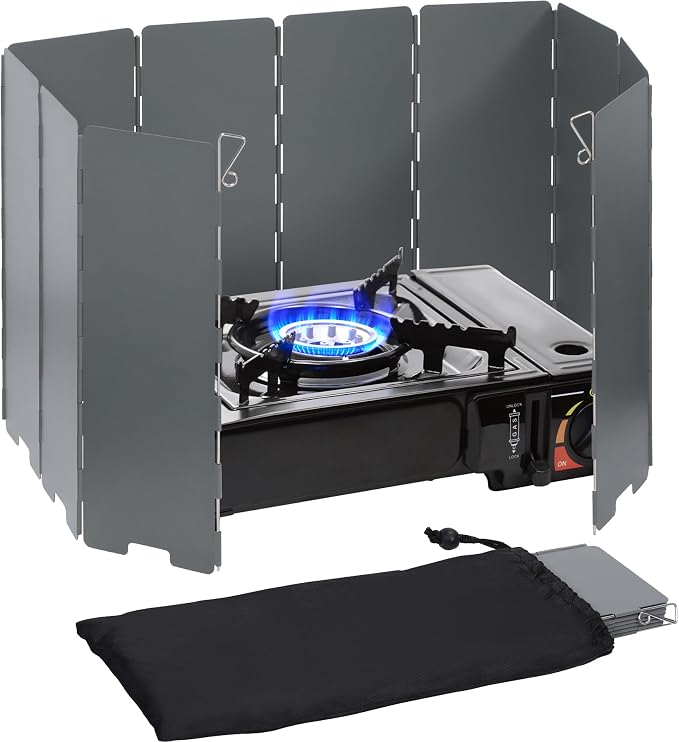 REDCAMP 10 Plates Folding Camping Stove Wind Screen, Heavy-Duty Iron Outdoor by REDCAMP