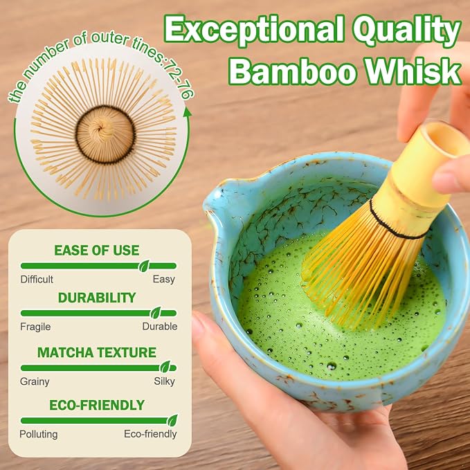 Matcha Bowl and Whisk Set, BPA-Free – Multi-Layer Ice-Crackle Ceramic Chawan - Image 4