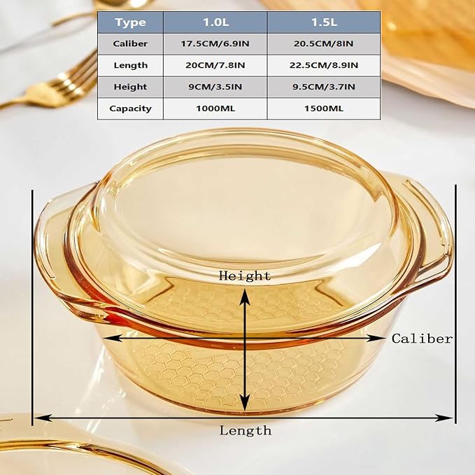 Amber Borosilicate Glass Casserole Dish - Image 6