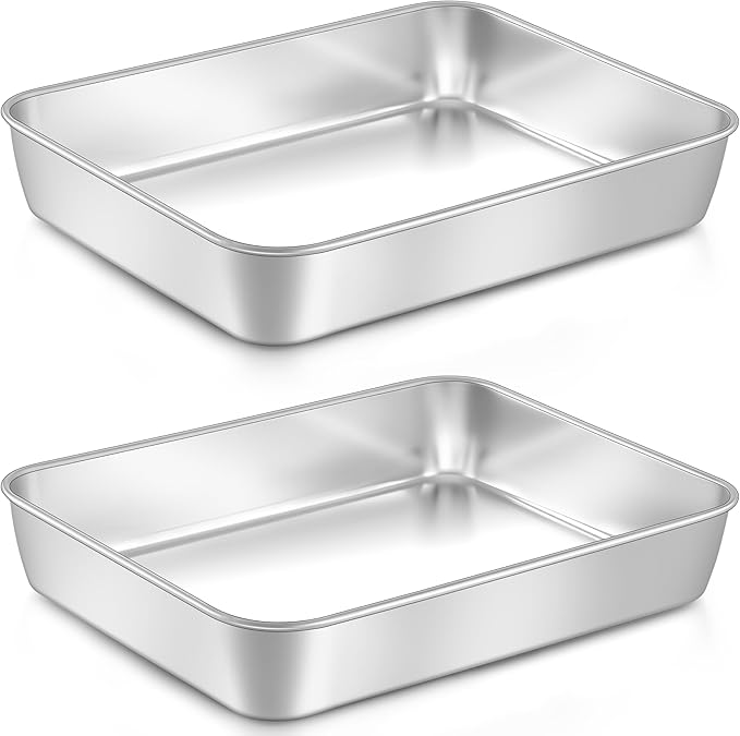 LIANYU Baking Pan Set of 2, 12⅓ x 9¾ x 2 Inch Cake Lasagna Brownies Casseroles by LIANYU