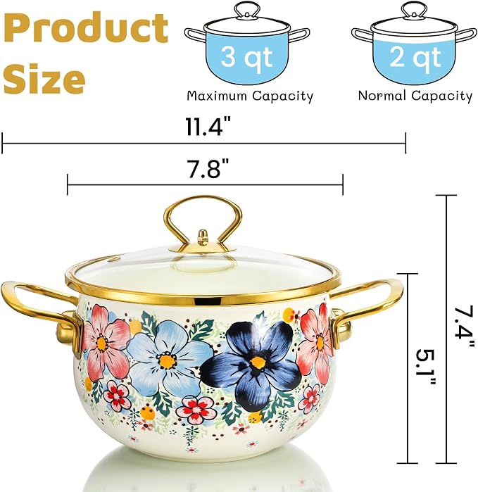 SOUJOY 3 Quart Enamel Cooking Pot - Image 2