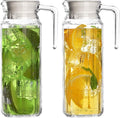 Glass Pitcher with Lid – Set of 2 34Oz Glass Water Pitcher – Cold Water Carafe by Marbelous