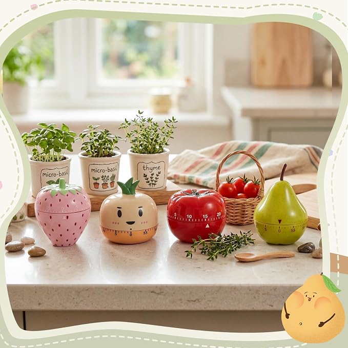 Amylove 4 Pieces Cute Kitchen Timer, Animal Mechanical Manual, Strawberry - Image 4