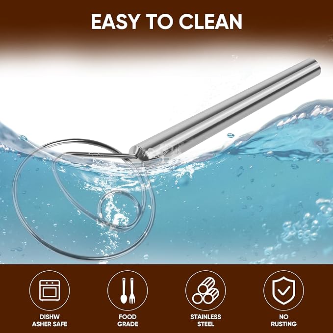 Maxjoy Danish Dough Whisk Stainless Steel Hook Dutch Style Bread Mixer - Image 6