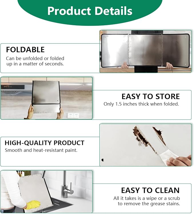 Large 3 Sided Splatter Guard for Frying Stove Top, Oil Splash Guard Cooking for - Image 3