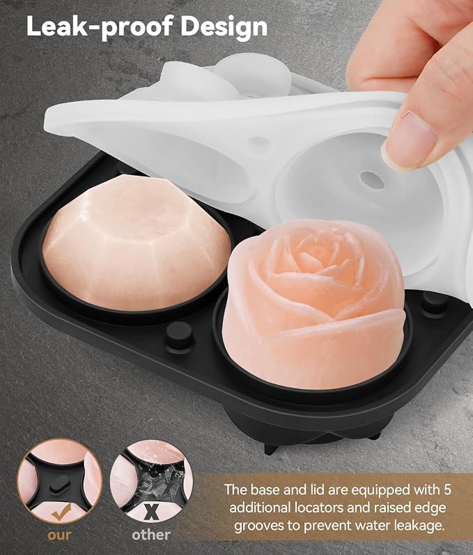Ice Cube Tray with Lid, Silicone Ice Molds with Round, Large Ice Cube Mold - Image 5