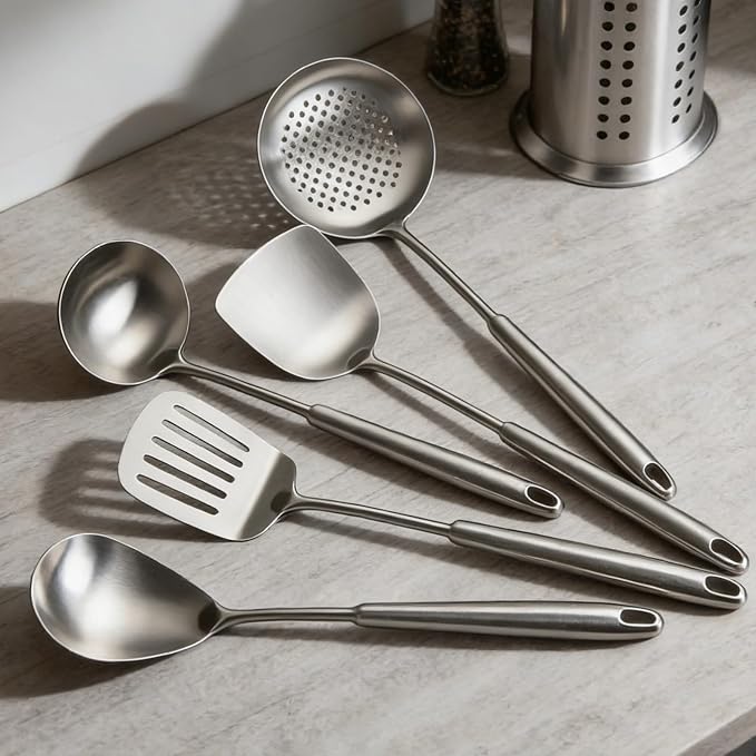 304 Stainless Steel Cooking Utensils Set, Mirror Polished Kitchen Gadget - Image 7