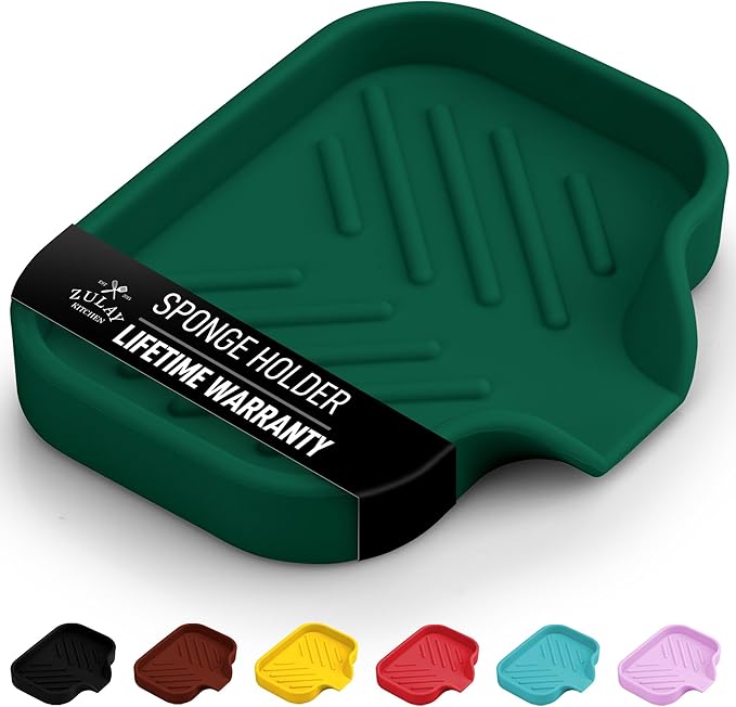 Zulay Kitchen Small Silicone Sponge Holder – Space-Saving Sink Organizer Tray by ZulayKitchen