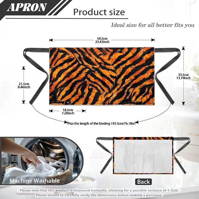 Server Apron with 3 Pockets, Waterproof Oil Waitress Waiter Half Apron - Image 7