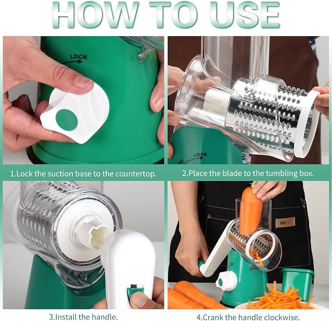 Cambom Rotary Cheese Grater Hand Crank Cheese Shredder - Image 8