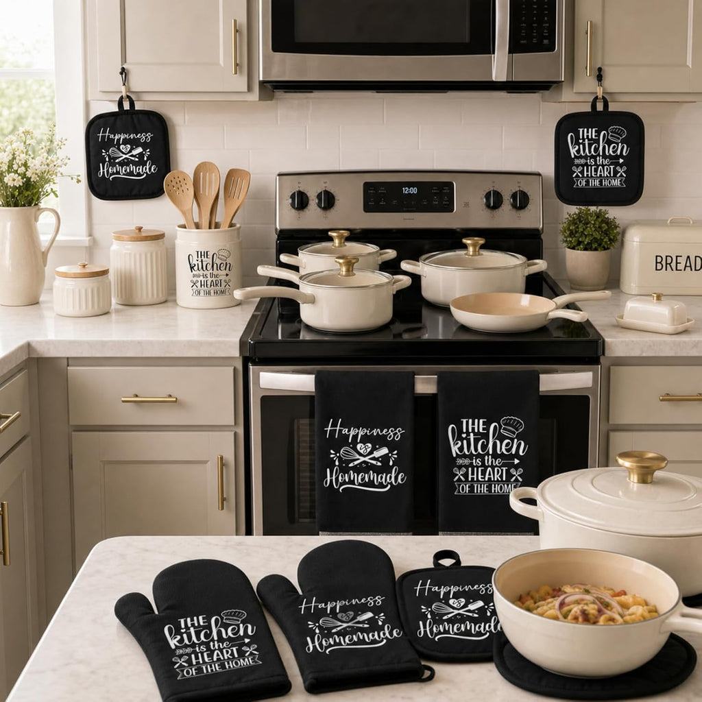 6 Pcs Black Kitchen Decor Accessories Set