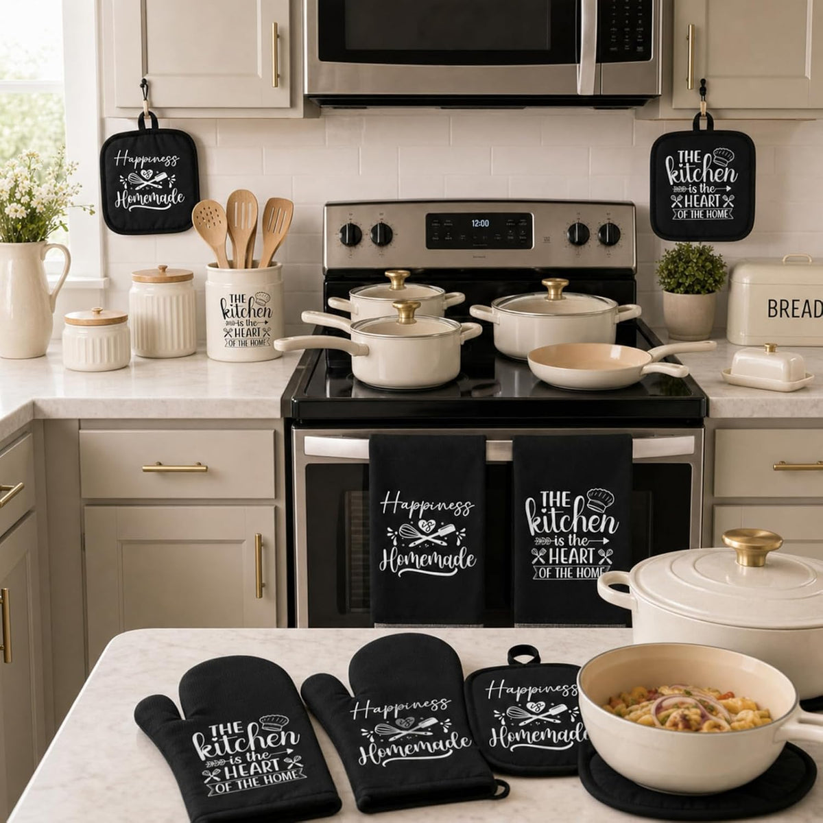 6 Pcs Black Kitchen Decor Accessories Set