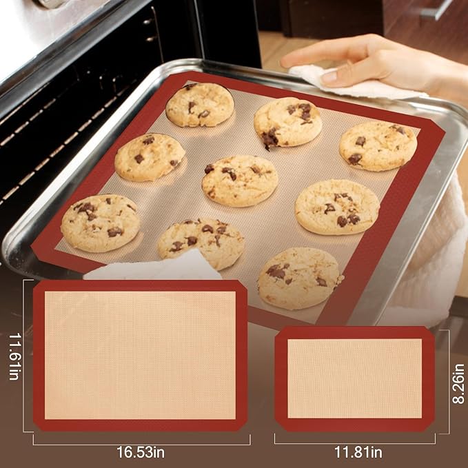 Silicone Baking Mat, 3 Pack Reusable Baking Mat, Food Safe Silicone Mats - Image 2