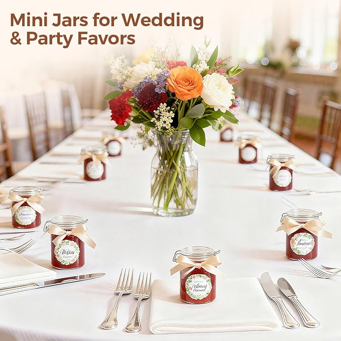 ComSaf 8oz Glass Jars with Airtight Lids, Bulk Cylindrical Jelly Jars - Image 5
