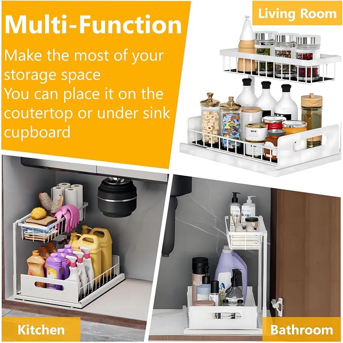 Ceetug Under Sink Organizers and Storage 2 Tier Slide Out Kitchen Cabinet - Image 5