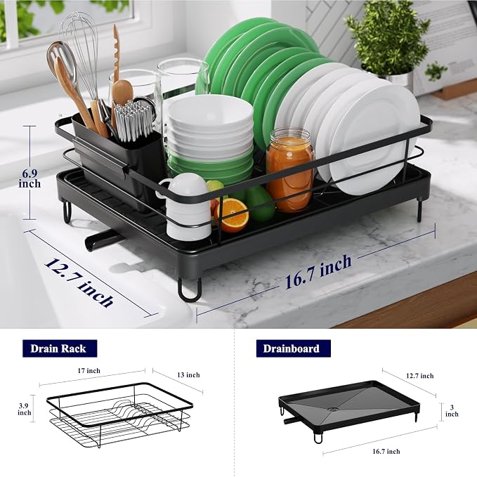 Kitsure Dish Drying Rack for Kitchen Counter, Stainless Steel Sink Organization - Image 2