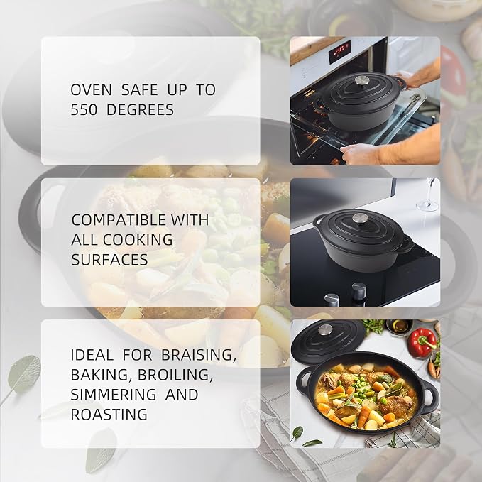 5.5 Quart Oval Cast Iron Dutch Oven Pot - Image 4
