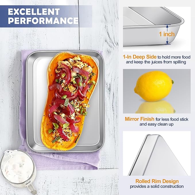9 Inch Baking Sheet Pan with Rack Set, Joyfair Stainless Steel Toaster Oven - Image 3