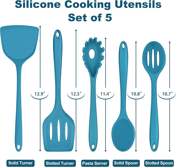 TeamFar Silicone Cooking Utensils Set, 5-Piece Heat Resistant Kitchen Utensils - Image 2