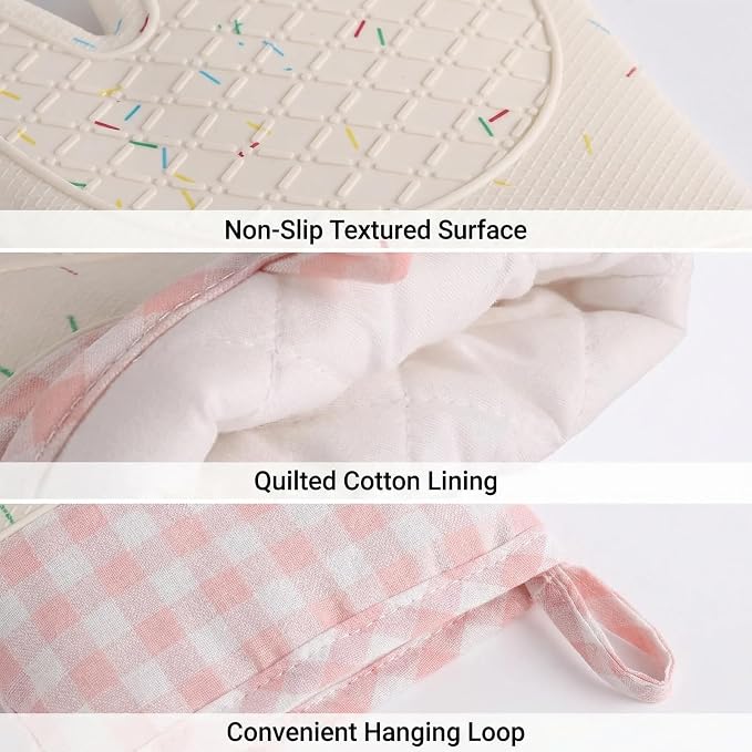 Silicone Confetti Oven Mitts and Pot Holders Set, Heat Resistant Non-Slip - Image 5