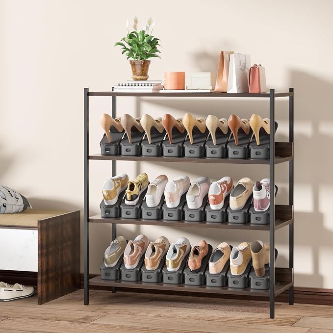 Neprock Shoe Slots Organizer, Shoe Rack Space Saver Organizador De Zapatos Grey - Image 7