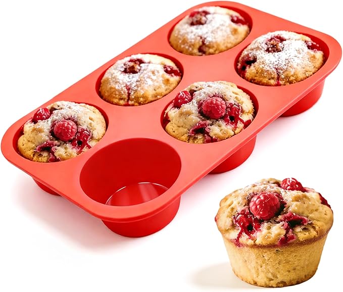 Jumbo Muffin Pan, 3.5 Inch Large Muffin Pan 6 Cup Silicone Jumbo Cupcake Tin by CAKETIME