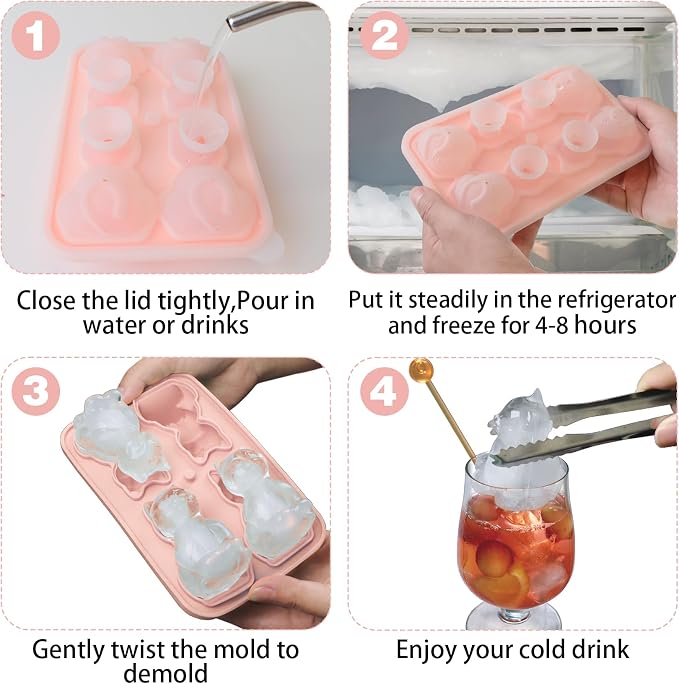 Cat Ice Cube Tray Silicone Large Ice Cube Mold, Fun Shapes Ice Cube Trays - Image 3