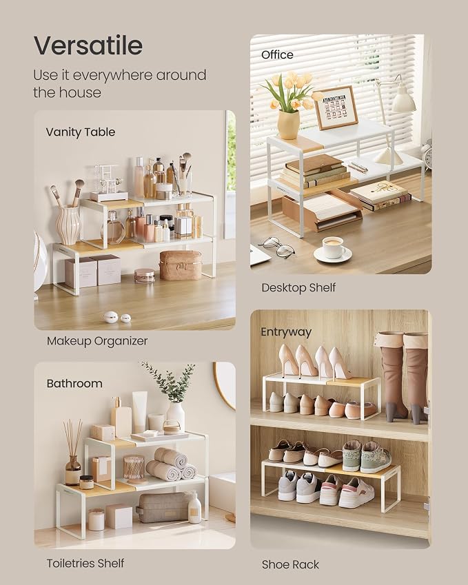 SONGMICS HOME Spice Racks, Expandable Cupboard Shelf Orgnizers, Kitchen Counter - Image 6