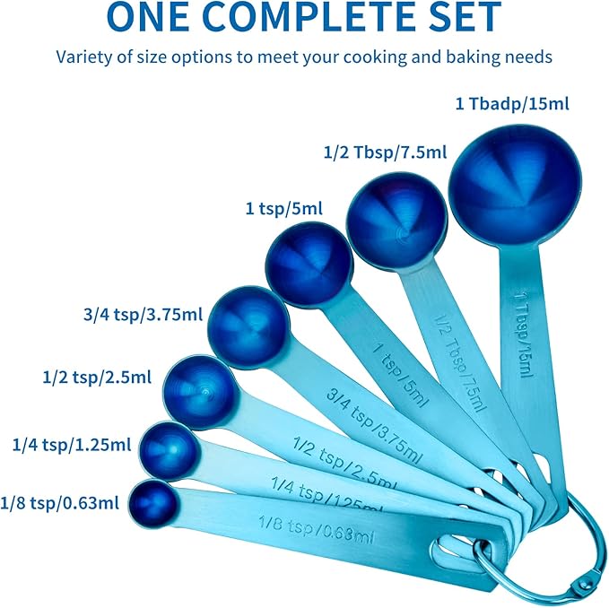 Measuring Spoons, SUS304 Stainless Steel Measuring Cups Set of 7 Piece： - Image 3