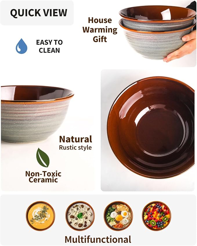Hasense Serving Bowls, 84 Ounce Ceramic Serving Dishes - Image 4
