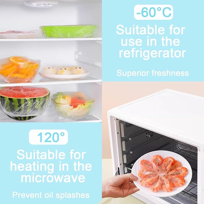 300pcs Plastic Bowl Covers Food Cover, Food Fresh Keeping Bags Elastic Reusable - Image 8