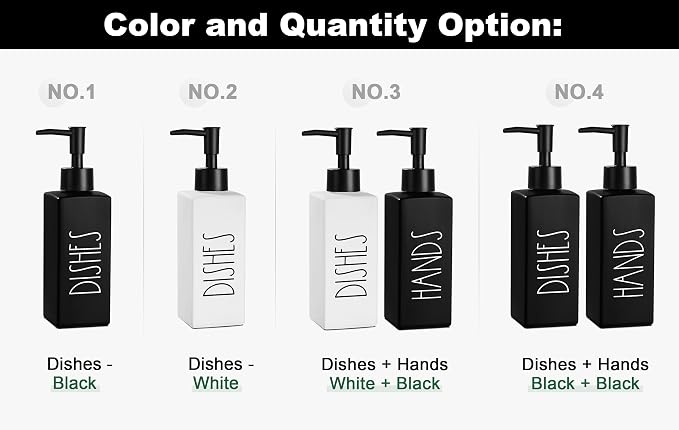 Hand and Dish Soap Dispenser Set, Matte Black Dish Dispenser Bottle - Image 7