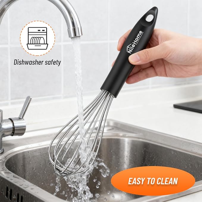 NileHome Silicone Whisk Set 8" 10" 12", 3 Pack Kitchen Whisk Kitchen Wisk Wire - Image 5