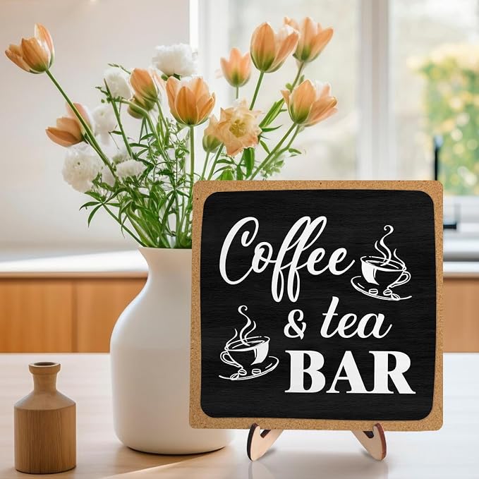 Coffee Bar Decor Sign, Rustic Wooden Plaque Coffee Sign - Image 3