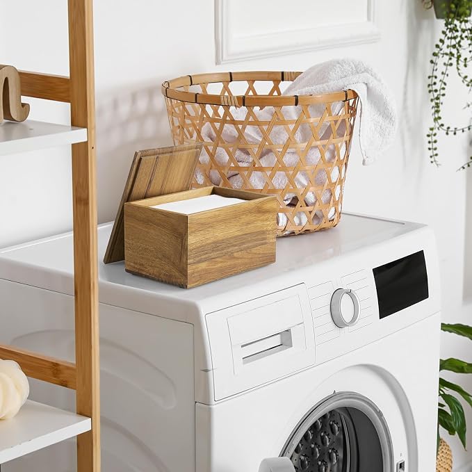 Bivvclaz Dryer Sheet Holder, Acacia Wood Laundry Sheets Container, Laundry Room - Image 6