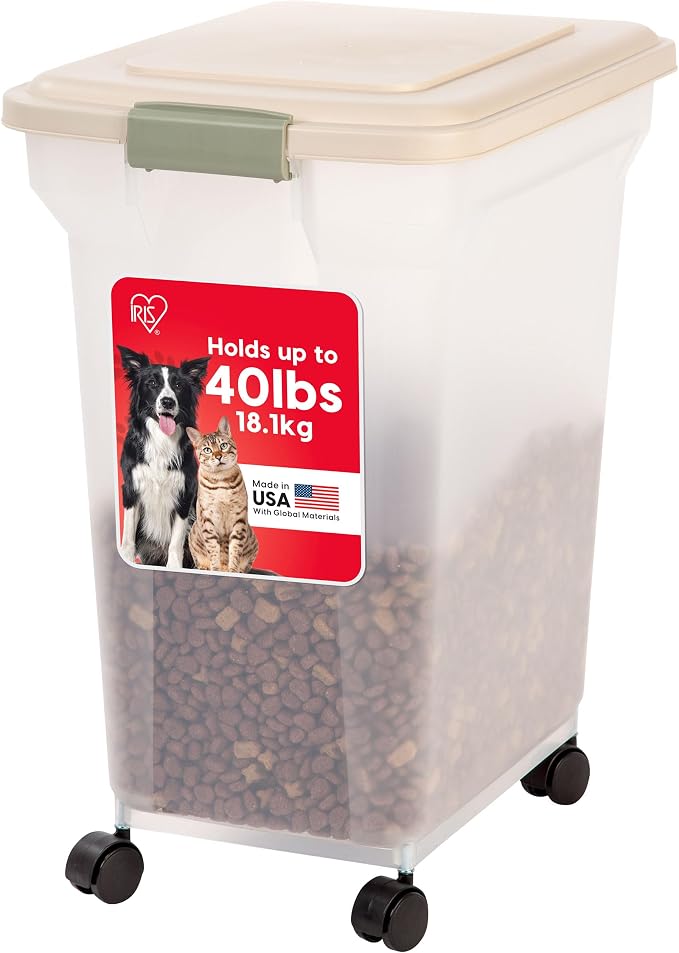 IRIS USA Airtight Dog Food Storage Container, WeatherPro, Removable Wheels by IRISUSA