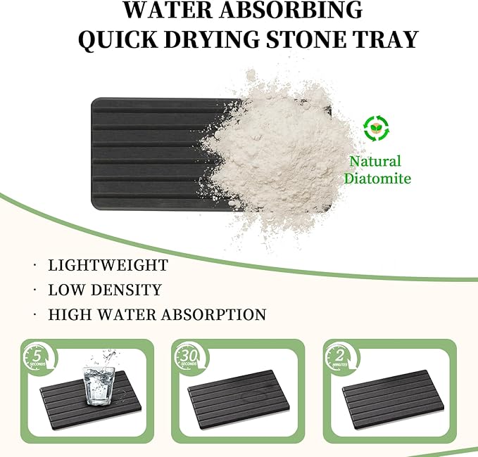 2 PCS Water Absorbing Diatomite Coasters, Stone Drying Mat - Image 4