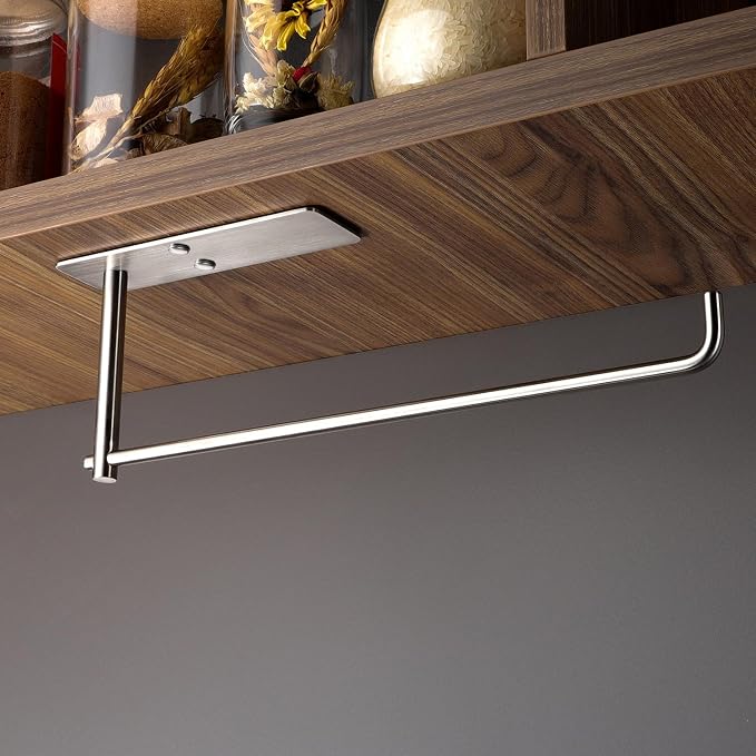 ZUNTO Paper Towel Holder Under Cabinet, Adhesive and Screwed Paper Towel Rack - Image 2
