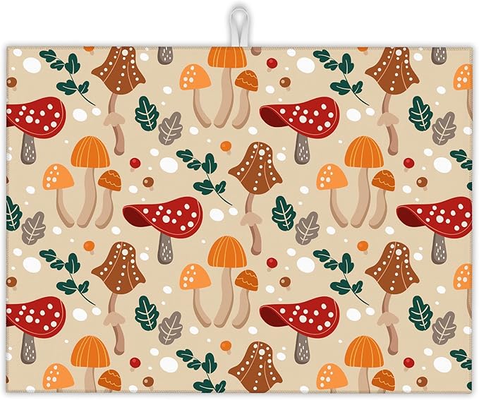 Funny Mushrooms Dish Drying Rack Mats Decor by UIUPRO