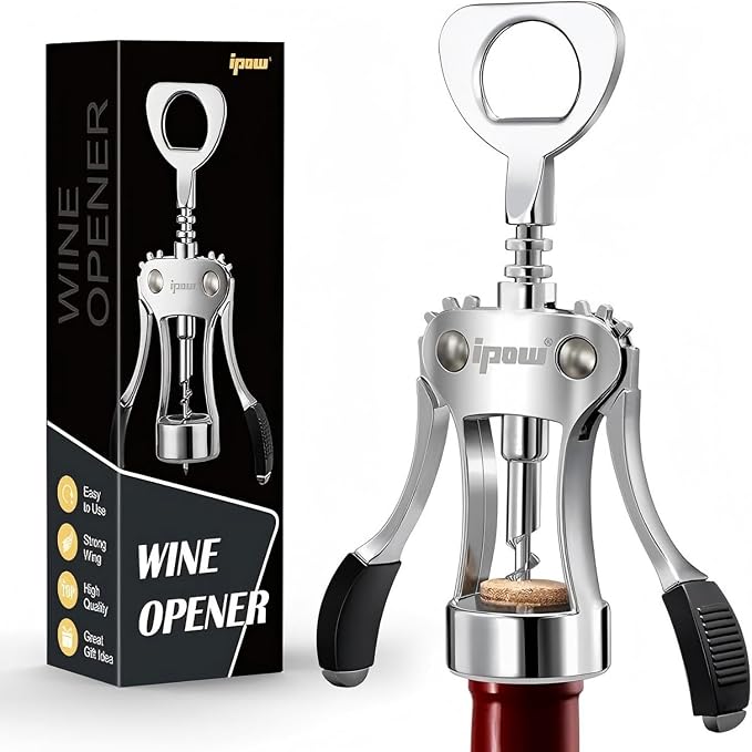 IPOW Wine Opener, Zinc Alloy Wine Bottle Opener, Wing Corkscrew Heavy Duty by IPOW