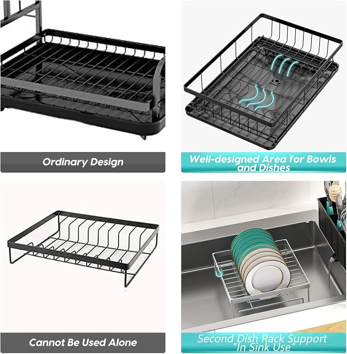 MERRYBOX Dish Racks for Kitchen Counter, 2025 Upgrade Large Sink Dish Drying - Image 4