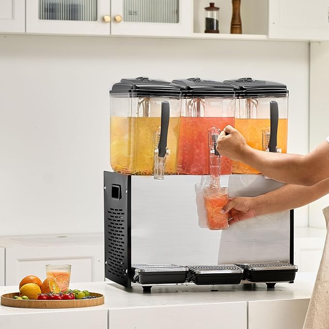 VEVOR Commercial Beverage Dispenser, 3 Tanks 12 L / 12.7 QT Per Tank Juice - Image 8